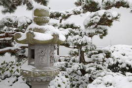 Japanese Stone Lantern with Snow