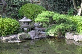 Japanese Stone Lantern in Japanese Garden