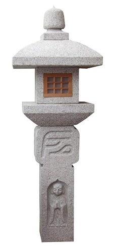 Japanese Style Oribe Granite Stone Hand Carved Garden Lantern